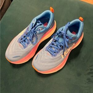 Hoka Bondi 8 Vibrant Blue and Pink Athletic Shoes